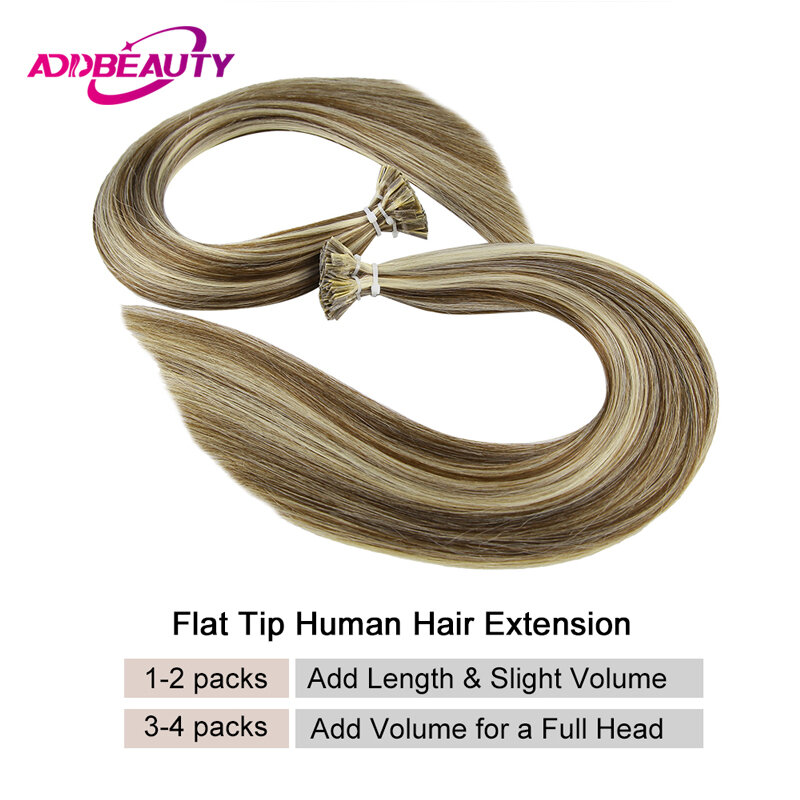 Extensión de cabello humano liso por Fusion, cápsulas de queratina de punta plana, 0,8g/ 1g/hebra, 50 piezas, extensión de cabello Natural, Color rubio degradado