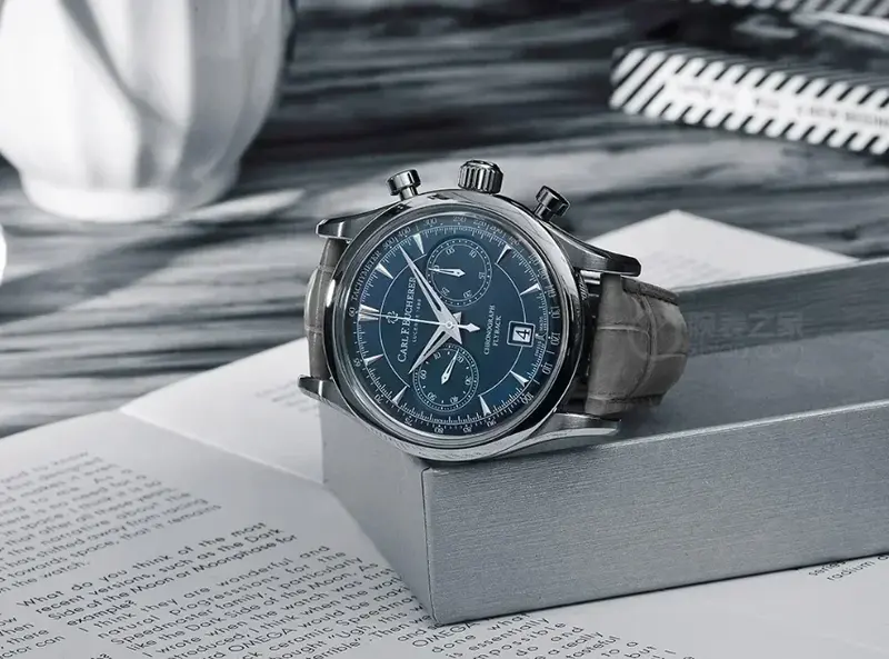 Nouveau conclus F. Bucherer-Montre à quartz avec bracelet en cuir pour homme, Marley Dragon Flyback, chronographe, cadran gris et bleu, montre de luxe