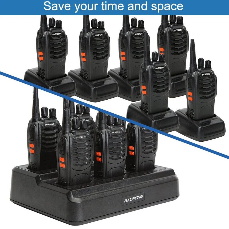 Baofeng-carregador multi-bateria 888s, seis vias, 5v, 4a, carregador rápido para rádio em dois sentidos bf-888s 777s, acessórios walkie talkie