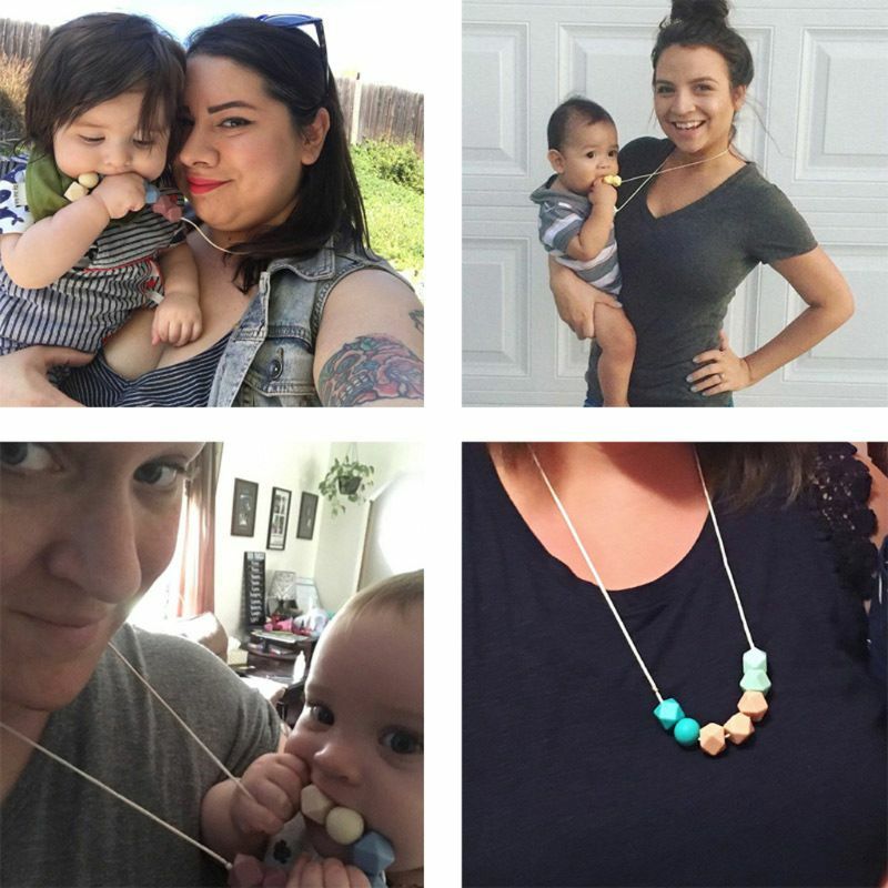 Baby Zahnen Halskette Safty Silikon Perlen Pflege Halskette Kautable Beißring Für Mutter und Baby BPA FREI