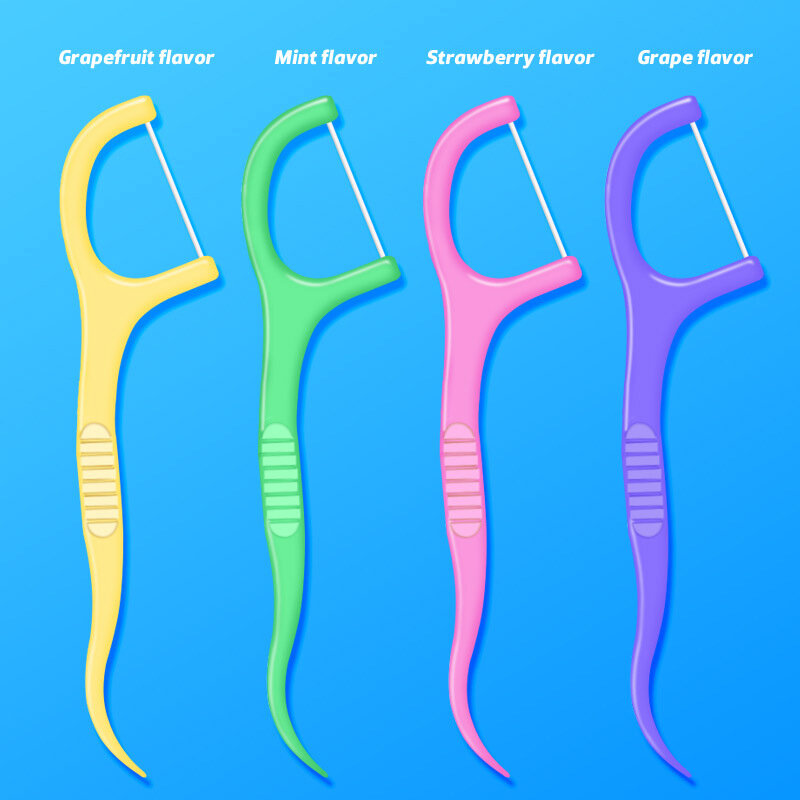 30Pcs/Bag Colorful Fruit Flavor Bagged Dental Floss Pick Teeth Cleaner High Tensile Force Teeth Stick Oral Hygiene Care Tool