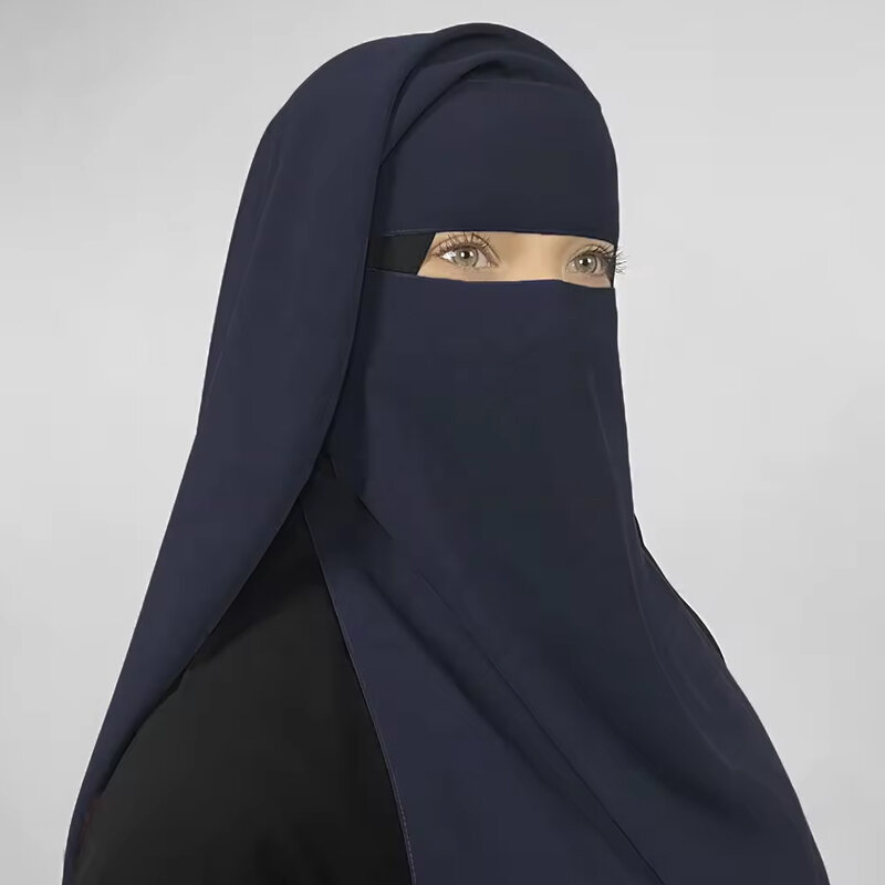 Niqab-EID Lightweight Face Cover respirável para mulheres muçulmanas, Ramadan Khimar, costas arredondadas, longo Hijab, Ramadan, novo Chiffon
