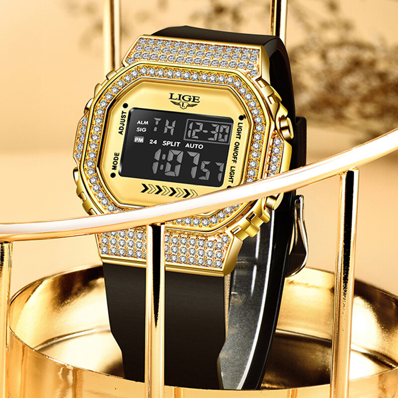 LIGE Luxury นาฬิกาผู้ชายทหารทหารกีฬานาฬิกากันน้ำนาฬิกาข้อมืออิเล็กทรอนิกส์ Dual Displ นาฬิกาชาย Relogio Masculino