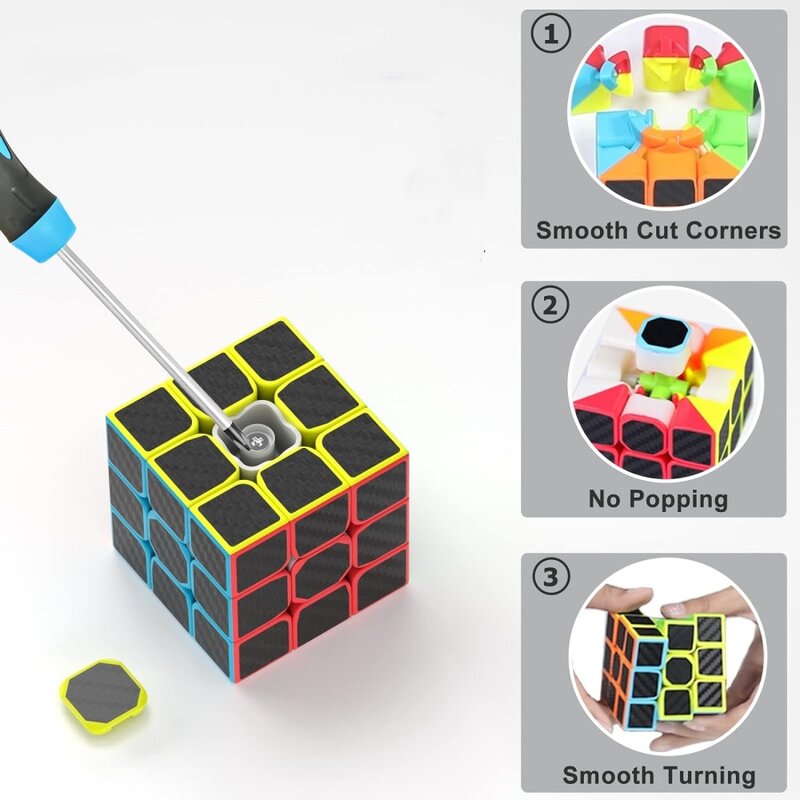 Qiyi-Cube magique en fibre de carbone pour enfants, 2X2, 3Bery, 4tage, 3Bery, autocollant, puzzle, jouets IQ, tous