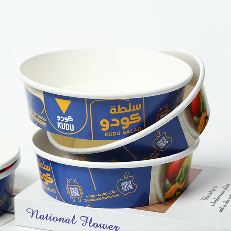 Tasse en papier avec couvercle pour soupe de poulet, produit personnalisé de qualité alimentaire à emporter soupe chaude instantanée/riz/nrelubbol