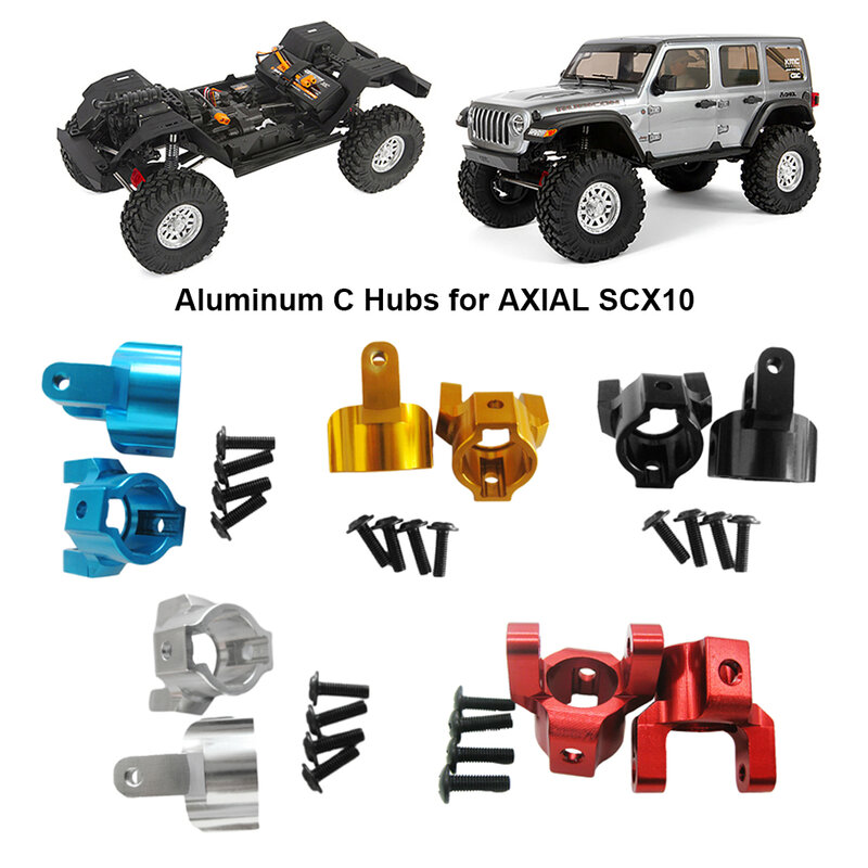 Alumínio C Hubs para Axial SCX10, requintado prata, requintado