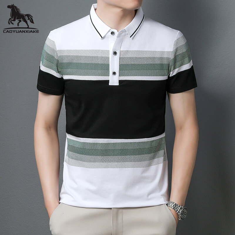 polo shirt men summer new high quality cotton men's Short sleeve Solid color splicing youth Business casual polo shirt M-4XL T03