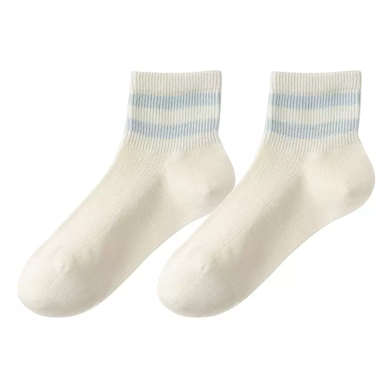 6 Pairs/Lot Women Socks Simple New Summer Thin Basic Striped Ankle Socks For Woman Breathable Cotton Ladies Mesh Socks Set Short