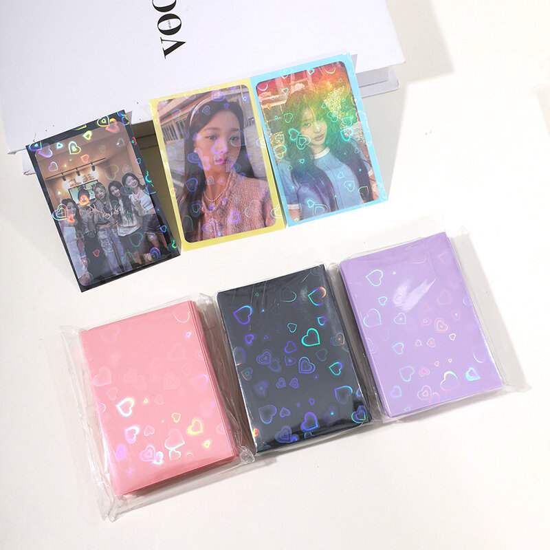 50pcs Ins Card Sleeves Glittery Star Love Heart Ins Toploader Card Photocard Sleeves Idol Photo Cards Protective Storage Case