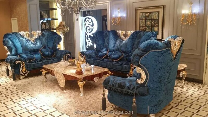 KT188- good quality wholesale italian sofa furniture royal hand carved wooden sofa vintage fabric living room sofa old