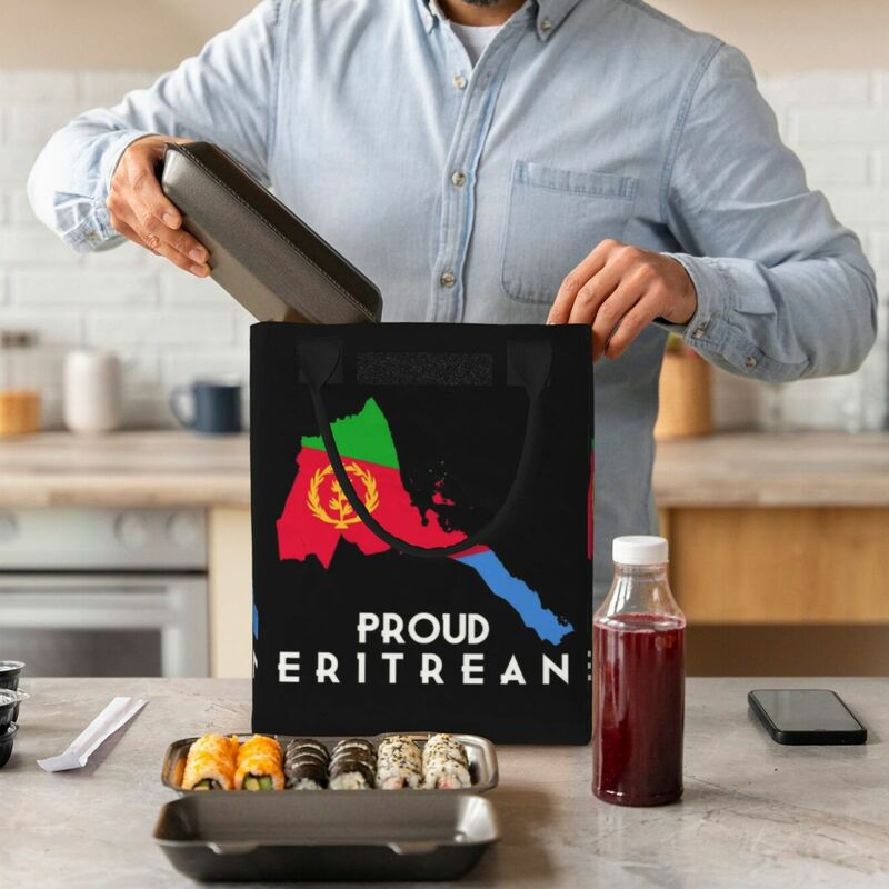 Dumna torba na Lunch z izolowaną flagą eritrei, podróżna, przenośna chłodnica termiczna pudełko na Lunch kobiet, dzieci pojemnik na jedzenie duże torba z rączkami
