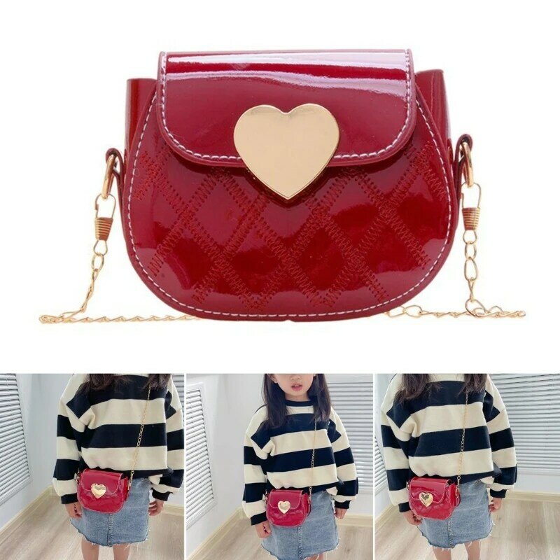 Kid Mini Shoulder Bag Small Purse Girl  Bag Heart Pattern Crossbody Bag