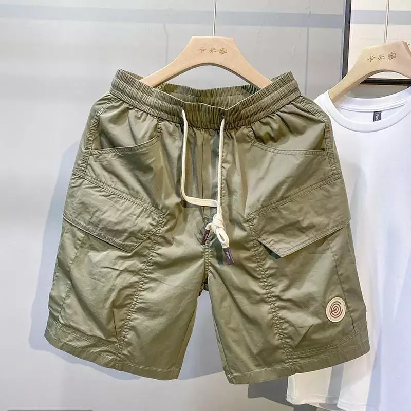 Short Pants for Men Baggy Green Elastic Waist Mens Cargo Shorts Loose Wide Strech Popular Big and Tall Summer Clothes Y2k Homme