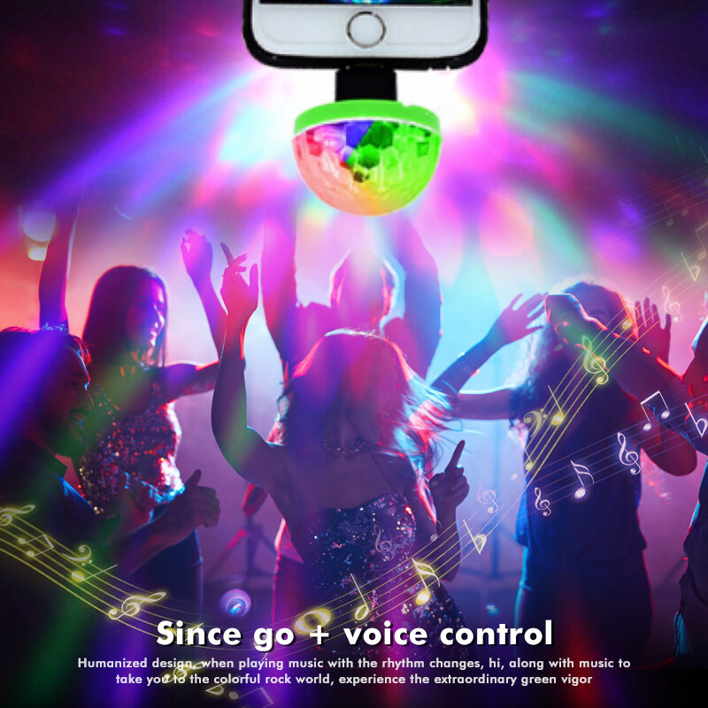 Mini USB RGB DJ Música Colorida Som Luz, Apple Android Telefone Disco Luz, Família Festa Bola Atmosfera Lâmpada