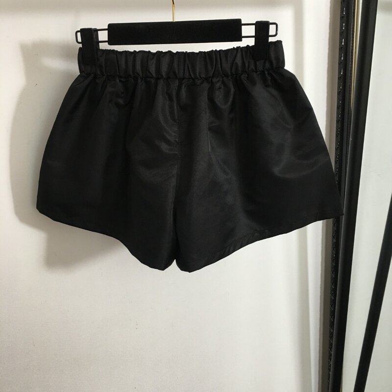 Y2K Drawstring Elastic Waist Shorts for Women, Versatile Wide Leg, Leather Label Decoration, Casual, New, 2024,No1099