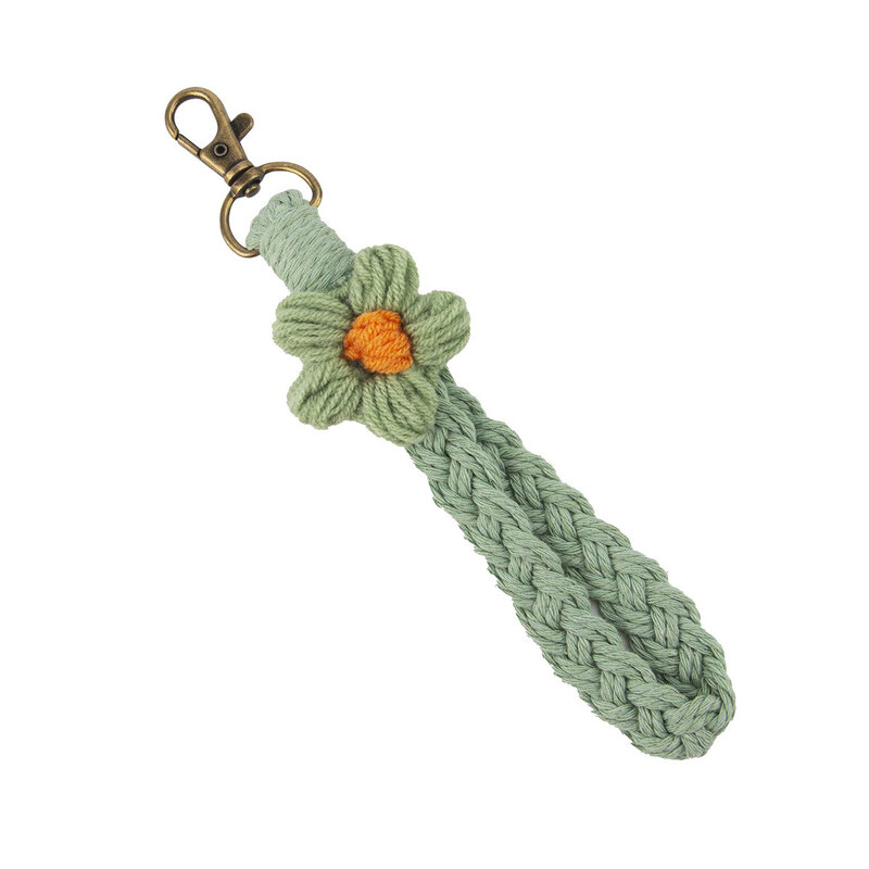 Плетеная цепочка для ключей «цветок маргаритки», брелок ручной работы, ремешок на запястье, Женский креативный подарок для девушек