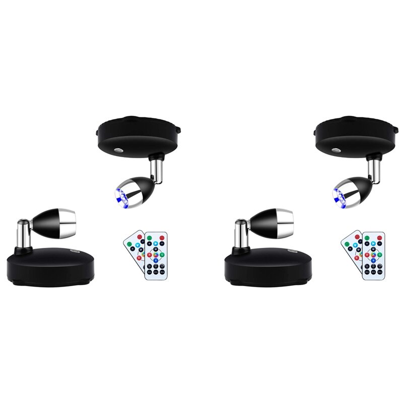 Akku-Scheinwerfer Batterie betriebene Akzent leuchten, dimmbare LED-Strahler mit fern gesteuerter drehbarer Wand leuchte (4er-Pack)