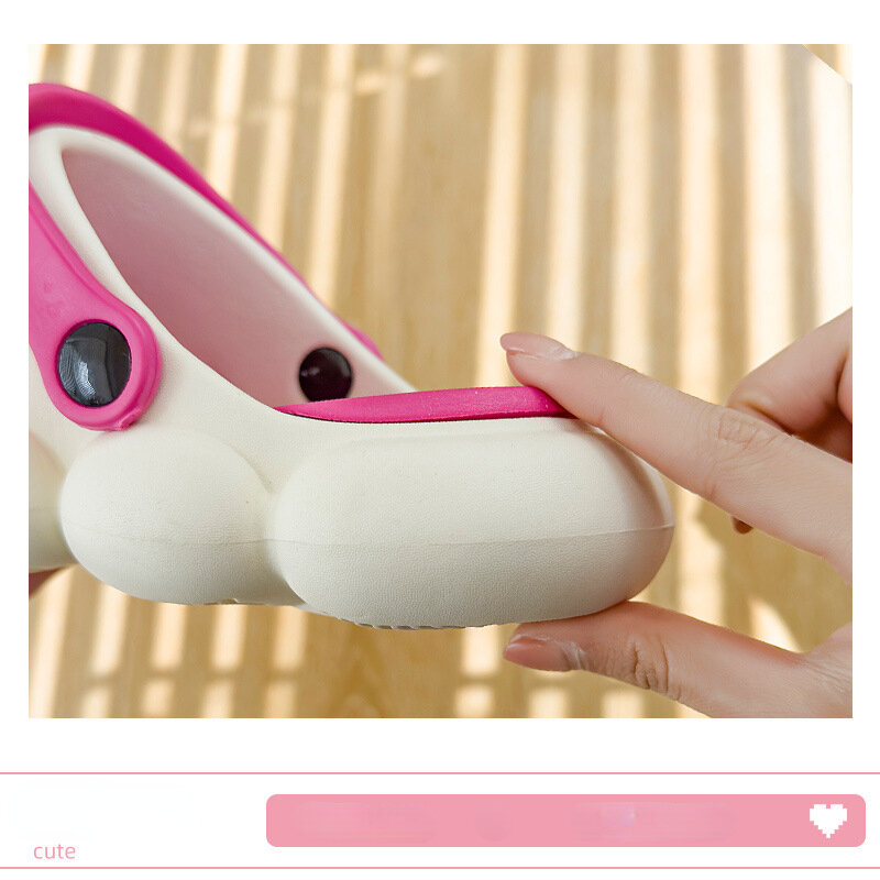 女性のための穴のある靴のスリッパ,かわいいカワイイクラウドのビーチサンダル,厚い底のビーチサンダル,屋内と屋外の靴ひもなし,家庭用,2023