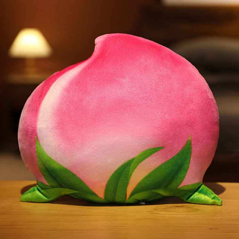 1pc 18センチメートルかわいいフルーツ人形クリエイティブシミュレーションピンク桃ぬいぐるみソフトぬいぐるみ家の装飾素敵なギフト子供のための