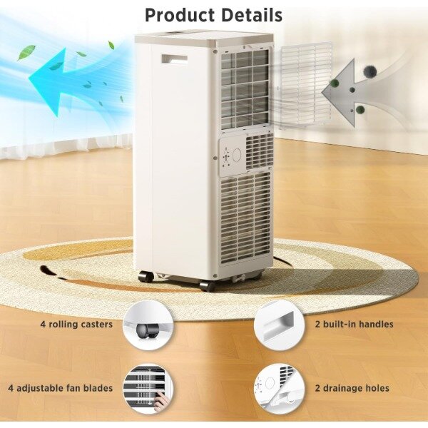 ZAFRO 10,000 BTU Portable Air Conditioners Cool Up to 450 Sq.Ft, 4 Modes Portable AC with Remote Control/LED Display