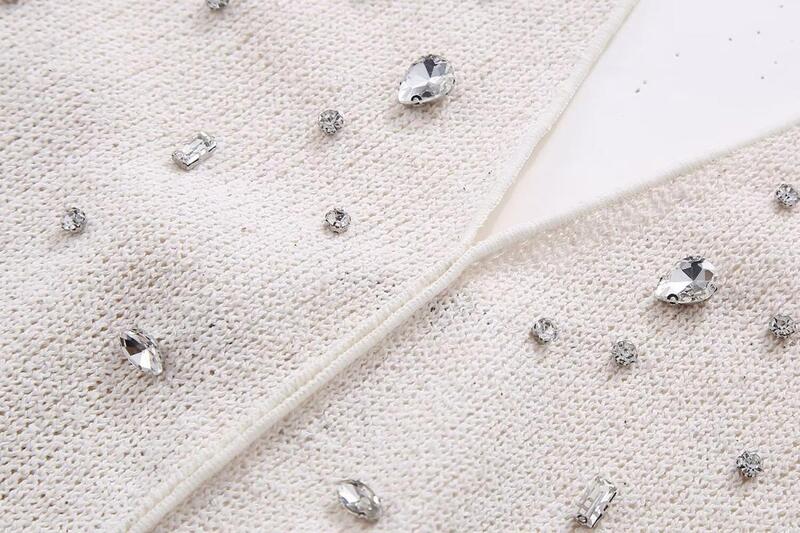 Setelan kasual celana pendek kerah permata pendek pinggang tinggi rompi terpasang di leher perhiasan untuk rekreasi pertunangan wanita