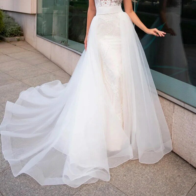 Falda blanca desmontable de Organza para vestidos de novia