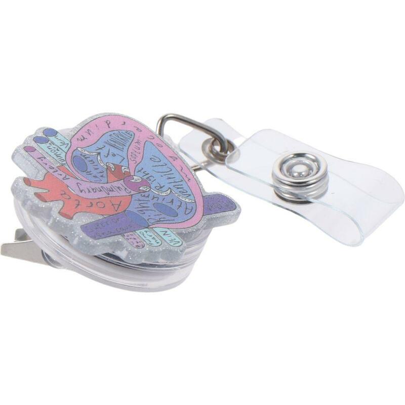Heart Badge Reel New with ID Clip Acrylic Badge Holder Retractable Alligator Clip Doctor