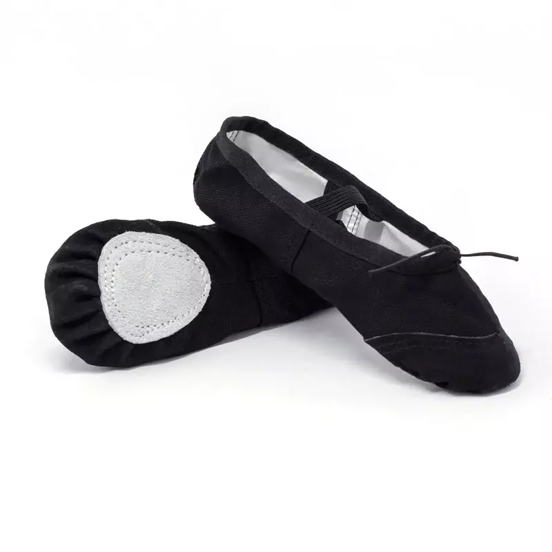 Zapatos De Mae De baleriny BD, sepatu dansa Yoga Gym perut balet hitam putih lembut untuk anak-anak wanita