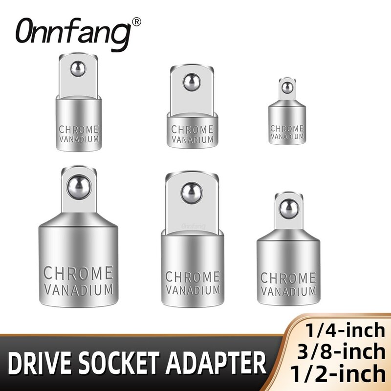 Onnfang Socket Adapter Drive Head Ratchet Wrench 1/2 3/8 1/4 CR-V Chrome Vanadium Steel for Car Bicycle Garage Home Repair Tools