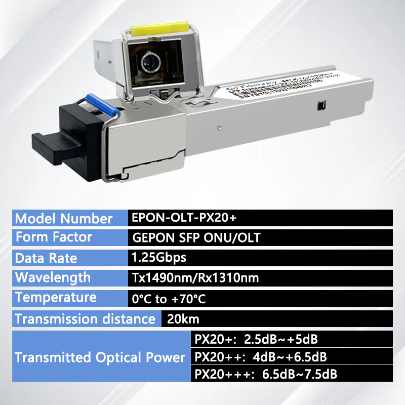 Transceptor óptico GPON ONT-SFP para dispositivo Huawei e Zte ONU, 1.25G, 20km, Tx1490nm, Rx1310nm, PX20 +, PX20 Plus, PX20 Plus, PX20 Plus, PX20 Plus, módulo PC