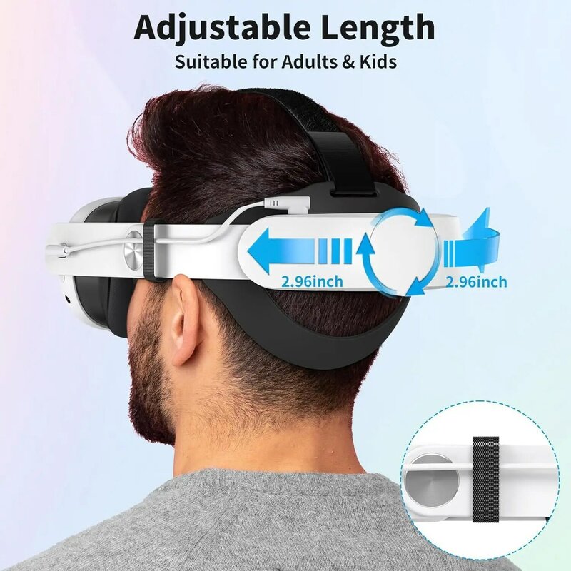 Tali kepala yang dapat disesuaikan untuk Quest 3 Headset VR baterai 10000mAh memperpanjang waktu putar VR dukungan yang ditingkatkan untuk Meta Quest 3 Aksesori