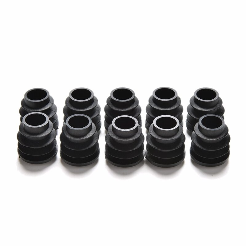 Móveis de plástico preto Leg Plug, Blanking End Cap, Bung para tubo redondo, tubo de diâmetro, 16mm, 19mm, 22mm, 25mm, 28mm, 30mm, 32mm, 35mm, 10 PCes por lote