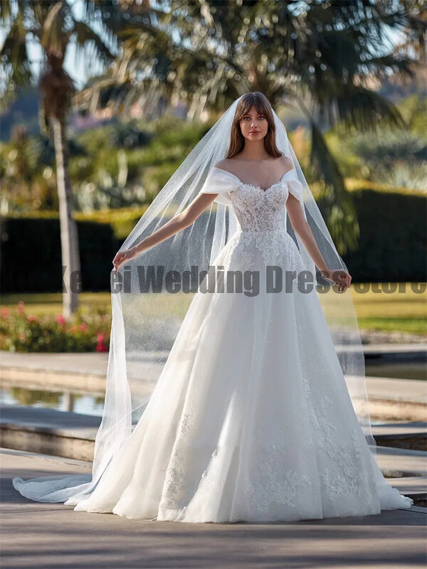 Великолепные элегантные свадебные платья, блестящее Привлекательное платье невесты с открытыми плечами и открытой спиной в стиле принцессы