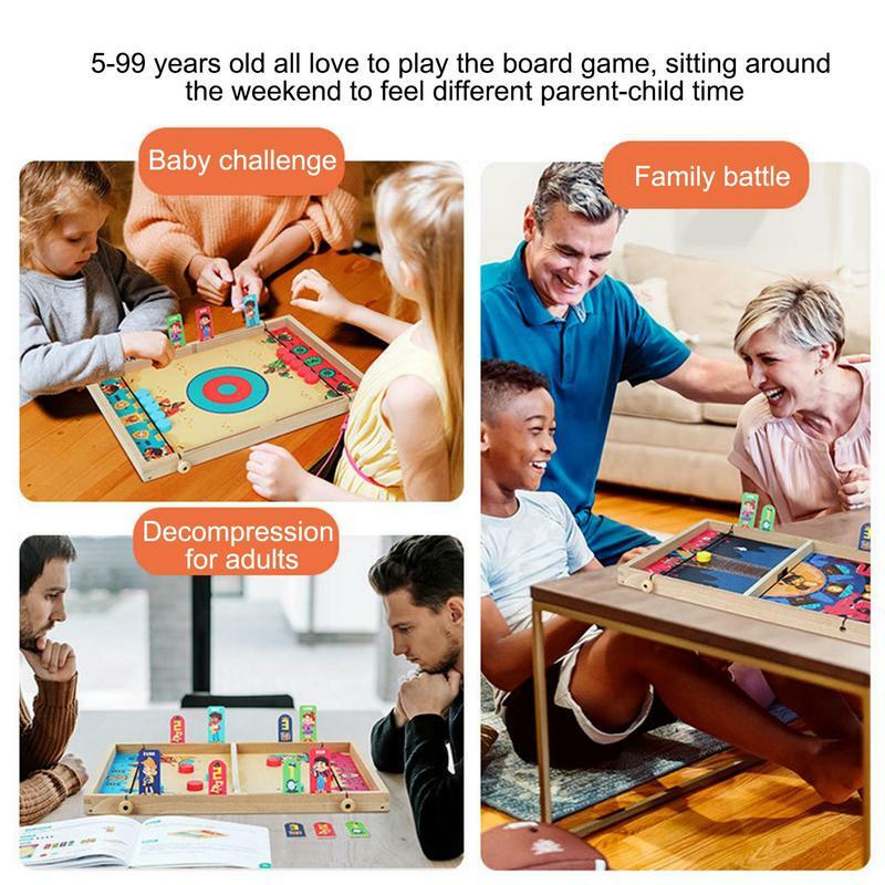 Fast Sling Puck Game For Kids 10 In 1 Fast Table Sling Game Durable Wooden Hockey Game With 2 Launch Rope 15 Points Card