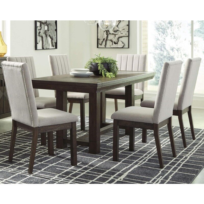 Muebles de cocina informales, mesa de comedor Rectangular extendida para hasta 8 personas, color marrón oscuro