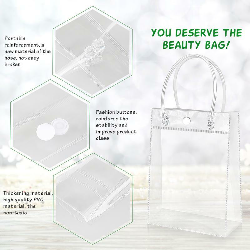 1~10PCS Women Clear Tote Bag PVC Transparent Handbag Shoulder Beach Travel Makeup Bags