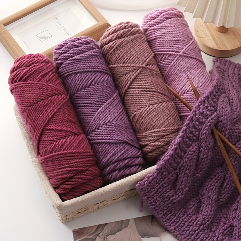 Tige de fil de laine tissé à la main, fil à aiguille, fil de laine d'épaisseur moyenne, écharpe, veste, pull, châle, 5 rouleaux, 500g