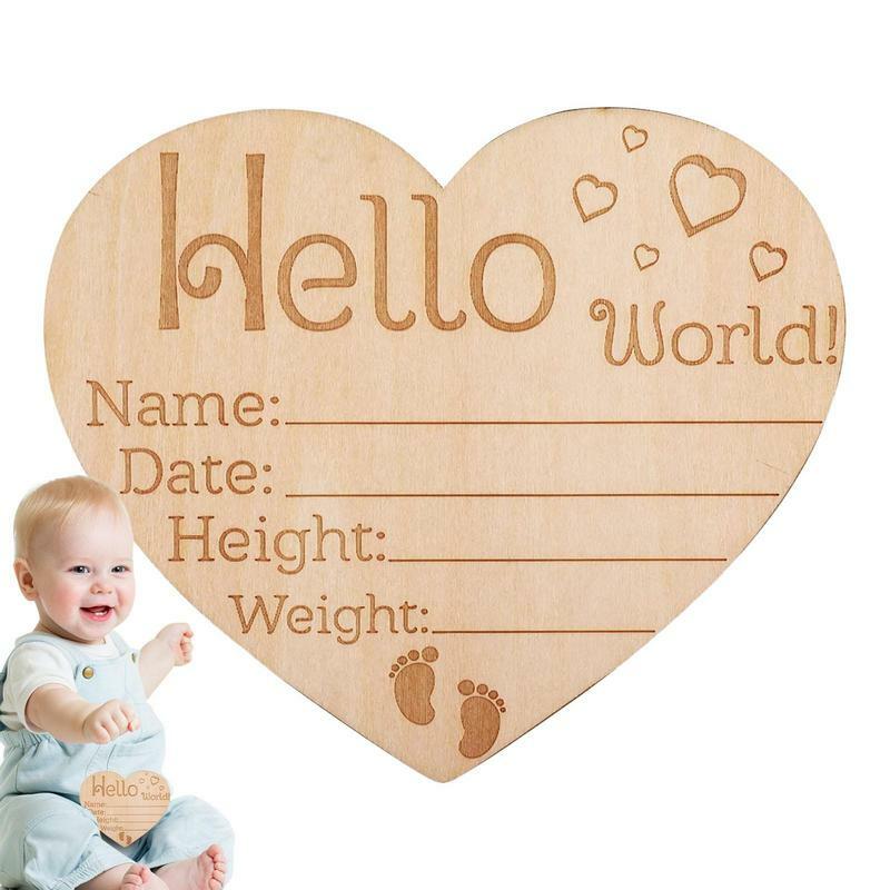 علامة إعلان الولادة الخشبية للطفل المولود الجديد ، DIY بها بنفسك بطاقة الصورة ، مرحلة ترحيب ، هدية محفورة