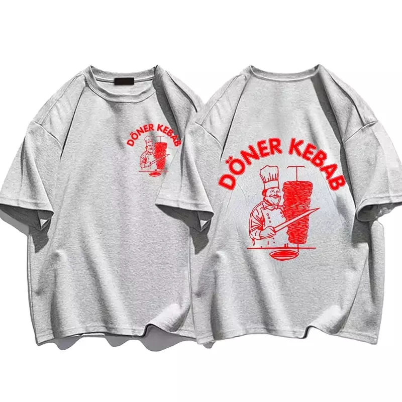 Summer Sporty T-Shirts Doner Kebab Print Pure Cotton Men's Clothing Short Sleeve Tops Funny Women T Shirt Vintage Oversized Tees