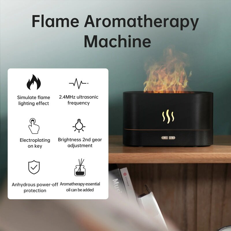 Vissko penyebar Aroma 180ML pelembap udara ultrasonik pembuat kabut dingin aromaterapi minyak esensial penyebar lampu api untuk rumah