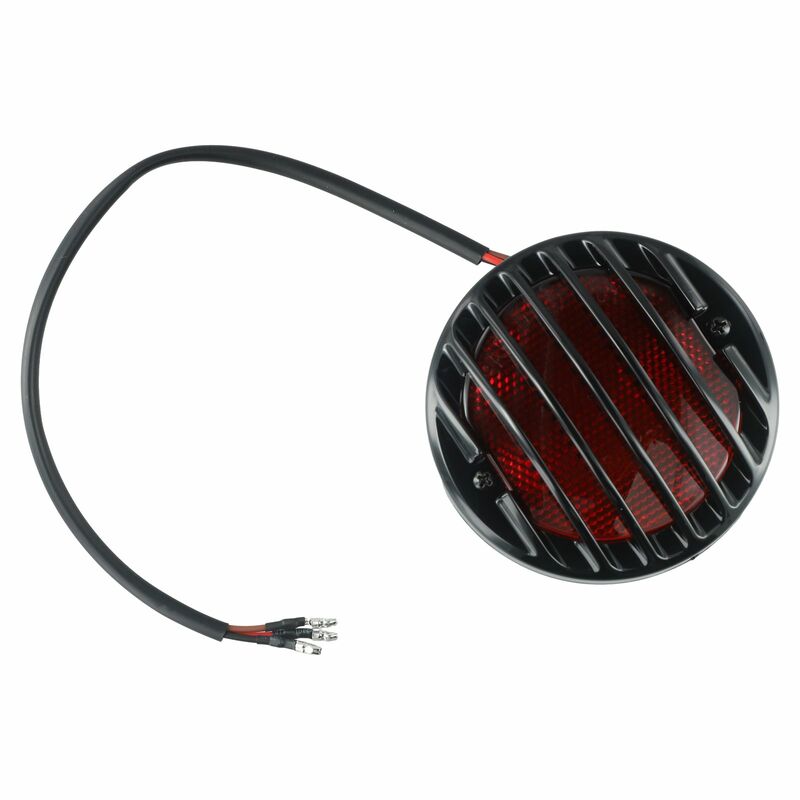 Lampu rem hitam mobil untuk sepeda motor pelat lisensi lampu belakang sepeda motor bulat merah baru