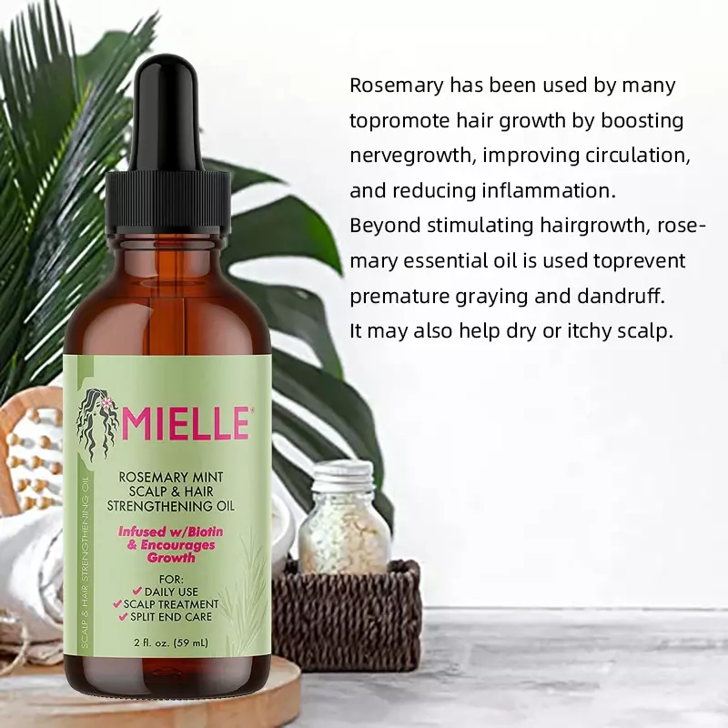 Minyak esensial pertumbuhan rambut Rosemary Mint minyak penguat rambut perawatan Mielle kering organik ujung minyak esensial rambut