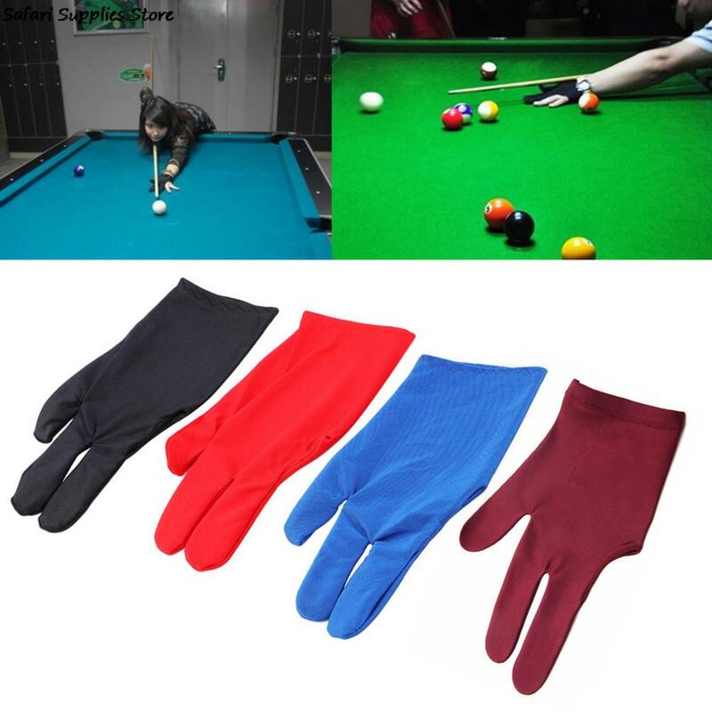 Diskon besar 1 buah Snooker tangan kiri biliar sarung tangan tiga jari aksesoris biliar 4 warna grosir
