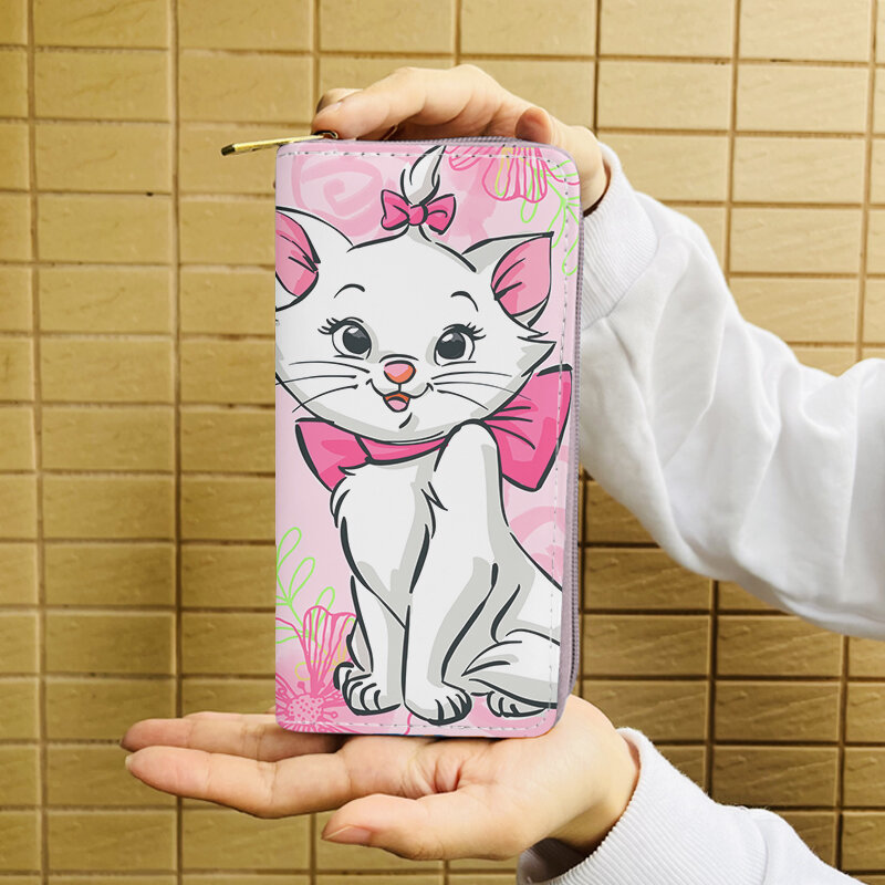 Disney Marie kucing W7960 tas Anime tas dompet ritsleting kartun tas koin kasual dompet penyimpanan kartu tas tangan hadiah uniseks