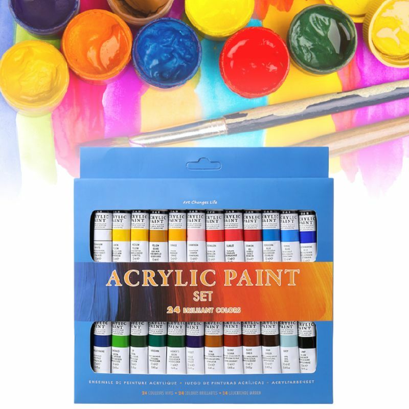24 Colors 12ml Tube Acrylic Paint Professional Oil Paints Colors Painting Drawing Pigments Art Supplies Set Profissional