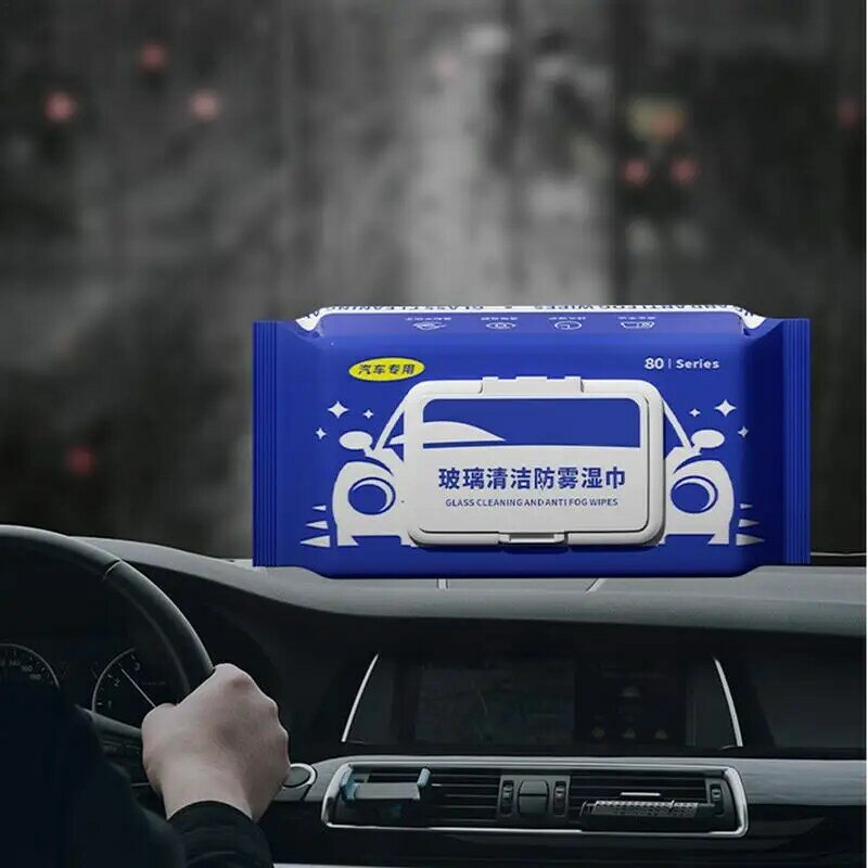 Glass Wipes For Car Windows Car Glass Cleaner Window Wipes 80pcs Portable Anti Fog Wipes Car Accessories For Car Truck SUV RV