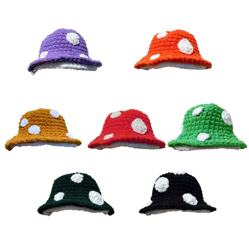 Ręcznie tkany kapelusz typu Bucket Damski czapka ze zdjęciem Oddychająca dzianinowa czapka dla nastolatków Śmieszne maski