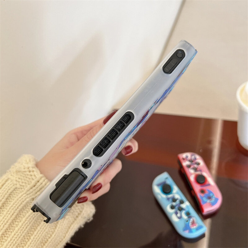 Disney Stitch miękka skóra TPU pokrowiec ochronny na konsolę Nintendo Switch NS Joy-Con ochrona pleców obudowa