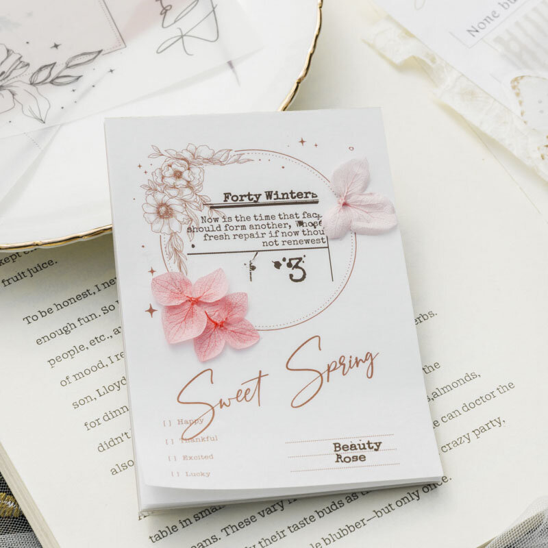 سلسلة حديقة الربيع حزمة مواد البساطة الإبداعية ، ورقة رسالة ، وسادة مذكرة ، 6 حزم لكل مجموعة