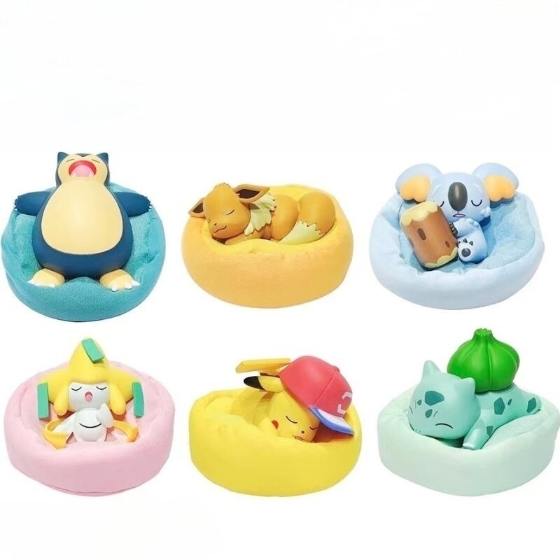 Kit Model Pokemon karakter Anime, hadiah mainan posisi tidur tangan Interior mobil seri Pikachu Dream, figur karakter Anime